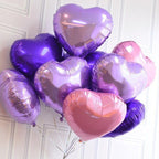 FEYG Pink Purple Heart Foil Balloons – 15 Pack, 18-Inch Heart Decor for Valentine’s Day, Weddings & Parties