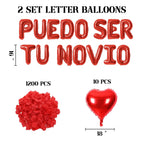 Fezava 2-set red PUEDO SER TU NOVIO balloons + 1200 rose petals | 16-inch letters & 18-inch hearts