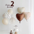Fezava 28Pcs 18in White Sand Balloons – Neutral Caramel Beige Brown Heart, Star, and Round Balloons for Weddings, Baby Showers, and Parties