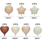 Fezava 28Pcs 18in White Sand Balloons – Neutral Caramel Beige Brown Heart, Star, and Round Balloons for Weddings, Baby Showers, and Parties