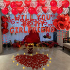 Fezava Red Will You Be My Girlfriend Balloons Pack – 2000 Rose Petals, 48 LED Tealights, 21 Letter Balloons, 18 Heart & Latex Balloons
