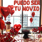 Fezava 2-set red PUEDO SER TU NOVIO balloons + 1200 rose petals | 16-inch letters & 18-inch hearts