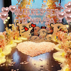 Fezava Will You Be My Girlfriend Balloons with Rose Gold Petals — 16\" Letter Balloons & 18\" Heart Balloons