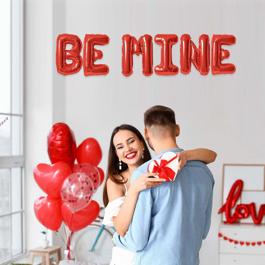 Fezava 2-Set Red BE MINE 16in Foil Letter Balloons – Party Decor