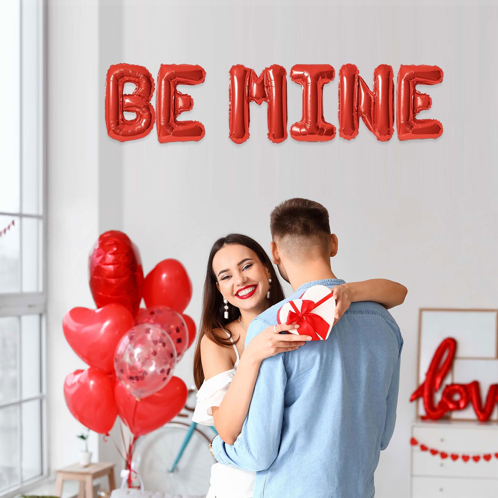 Fezava 2-Set Red BE MINE 16in Foil Letter Balloons – Party Decor