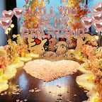 Fezava Rose Gold Will You Be My Girlfriend Balloons – 2 Set, 42pcs 16in Letter Balloons, 10pcs 18in Heart Balloons, 1200 Pink Rose Petals | Valentines Day Decorations