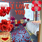 Fezava I LOVE YOU Light Up Letter Sign Decor – 2-Set Red Balloons & Party Kit