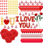 Fezava I LOVE YOU Light Up Letter Sign Decor – 2-Set Red Balloons & Party Kit