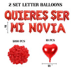 Fezava 2-Set Red QUIERES SER MI NOVIA Balloons + 1200 Rose Petals: 34 Letters + 10 Hearts