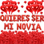 Fezava 2-Set Red QUIERES SER MI NOVIA Balloons + 1200 Rose Petals: 34 Letters + 10 Hearts