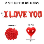 Fezava 2 Set Red I LOVE YOU Balloons – 16" Letter Balloons + 18" Heart Balloons + 1200 Rose Petals for Valentine’s Day Decor