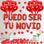 Fezava 2-set red PUEDO SER TU NOVIO balloons + 1200 rose petals | 16-inch letters & 18-inch hearts