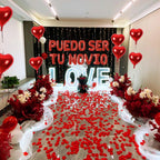 Fezava 2-set red PUEDO SER TU NOVIO balloons + 1200 rose petals | 16-inch letters & 18-inch hearts