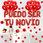 Fezava 2-set red PUEDO SER TU NOVIO balloons + 1200 rose petals | 16-inch letters & 18-inch hearts