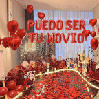 Fezava 2-set red PUEDO SER TU NOVIO balloons + 1200 rose petals | 16-inch letters & 18-inch hearts