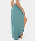 Loose Split Yoga Pants Summer Elastic High Waist Wide Leg Trousers Women's Fashion Versatile Clothing