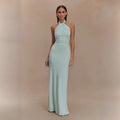 Ins Bodycon Halter Dress Sexy Backless Slim Fit Waist Slimming Maxi Dresses Prom Party Club Clothing For Women