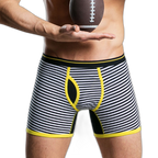 Men's Fly Front with Pouch Striped Cotton Boxer Briefs