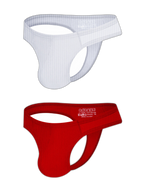 2-pack Men's Ribbed Low-rise Solid Color Thong