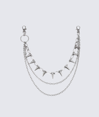 Silver Spiked Chain Belt Streetwear Accessory