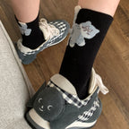 Women's Thin Solid Color Cute Cartoon Funny Long Socks