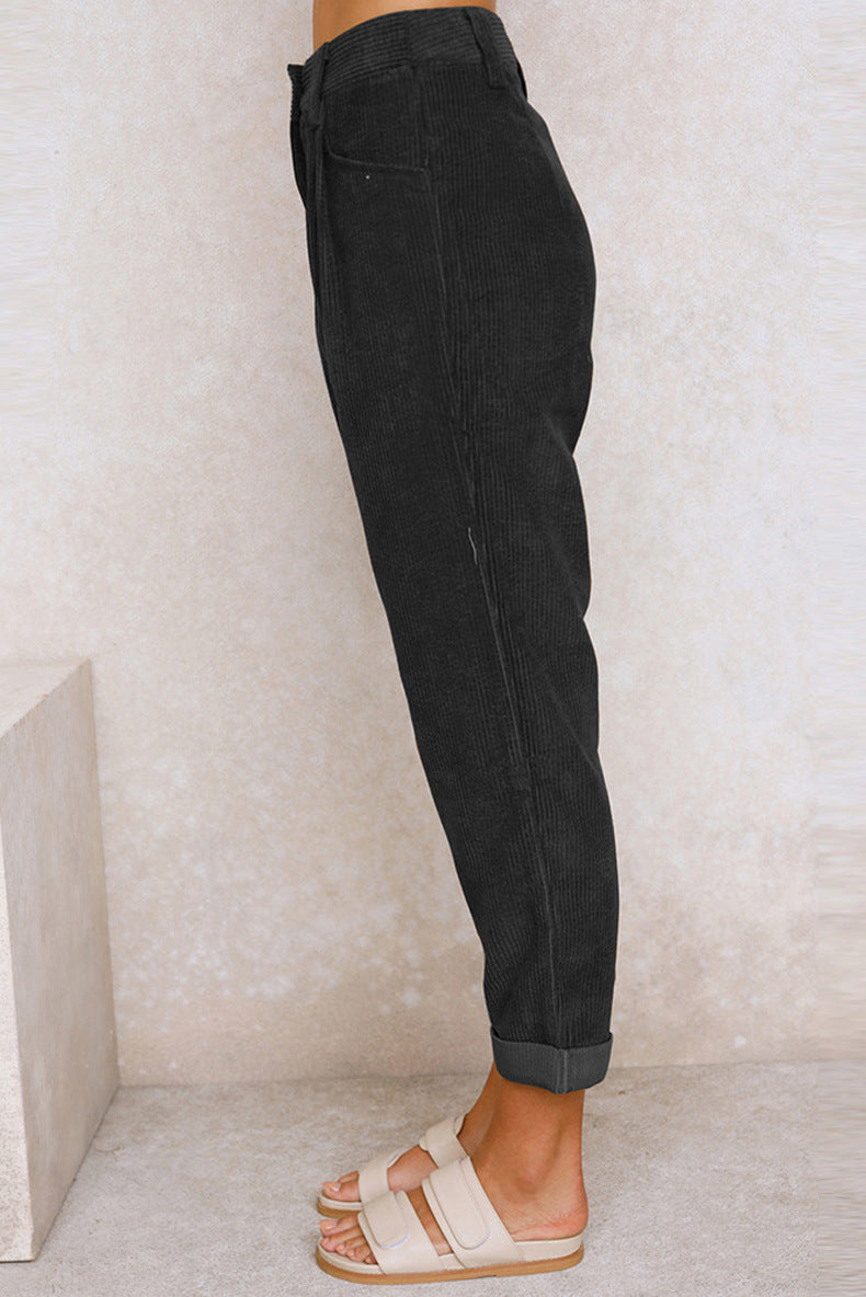 Baggy Corduroy Straight Pants Oversized Spodnie Elegant Trousers New Broek Women Causal Spring Fall High Wasit Pantalones