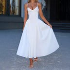 Elegant High-end Strapless Solid-color Long Dress