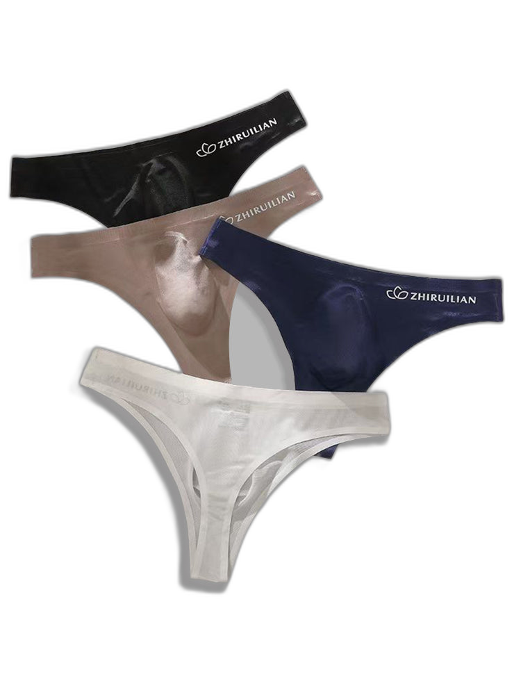 4-pack Men's Sexy Solid Color Letter Seamless Thong