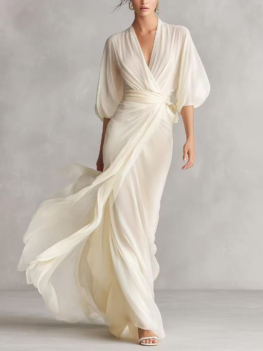 European And American-style Slim-fit Long Dress For Women