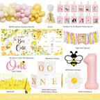 Fiesec First Bee Day Decorations Girl – 108Pcs Honey Bee Themed 1st Birthday Kit