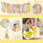 Fiesec First Bee Day Decorations Girl – 108Pcs Honey Bee Themed 1st Birthday Kit