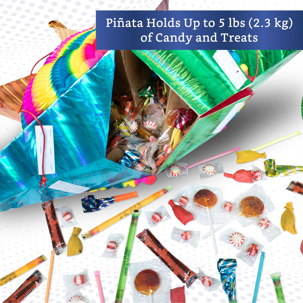 Fiesta Wraps Mexican Piñata – 32-Inch Large Foldable Star Pinata for Birthdays