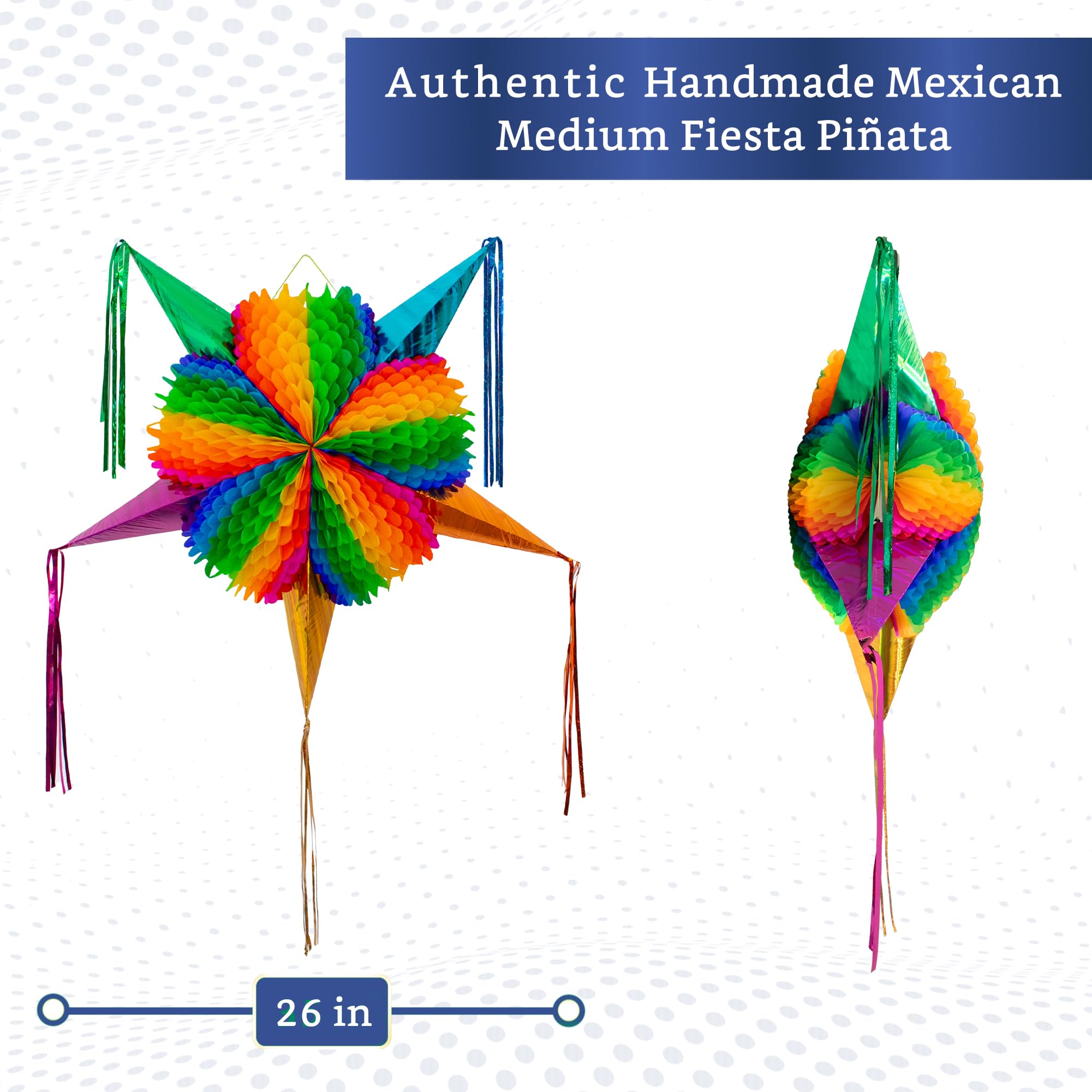 Fiesta Wraps Mexican Piñata Rainbow (Medium 26 in) – Authentic Handmade Foldable Pinata for Parties