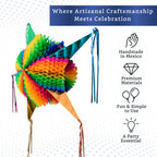 Fiesta Wraps Mexican Piñata Rainbow (Medium 26 in) – Authentic Handmade Foldable Pinata for Parties