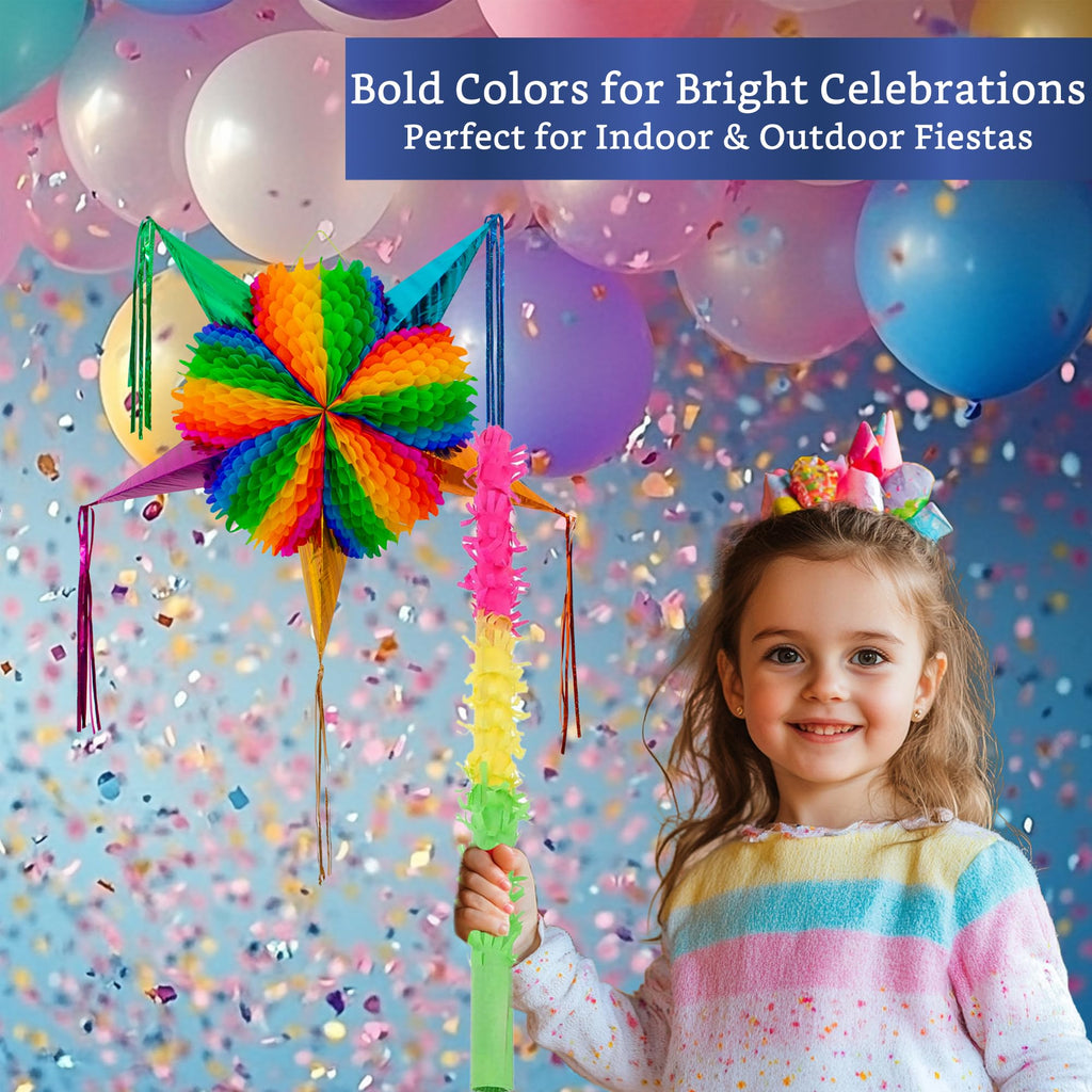 Fiesta Wraps Mexican Piñata Rainbow (Medium 26 in) – Authentic Handmade Foldable Pinata for Parties