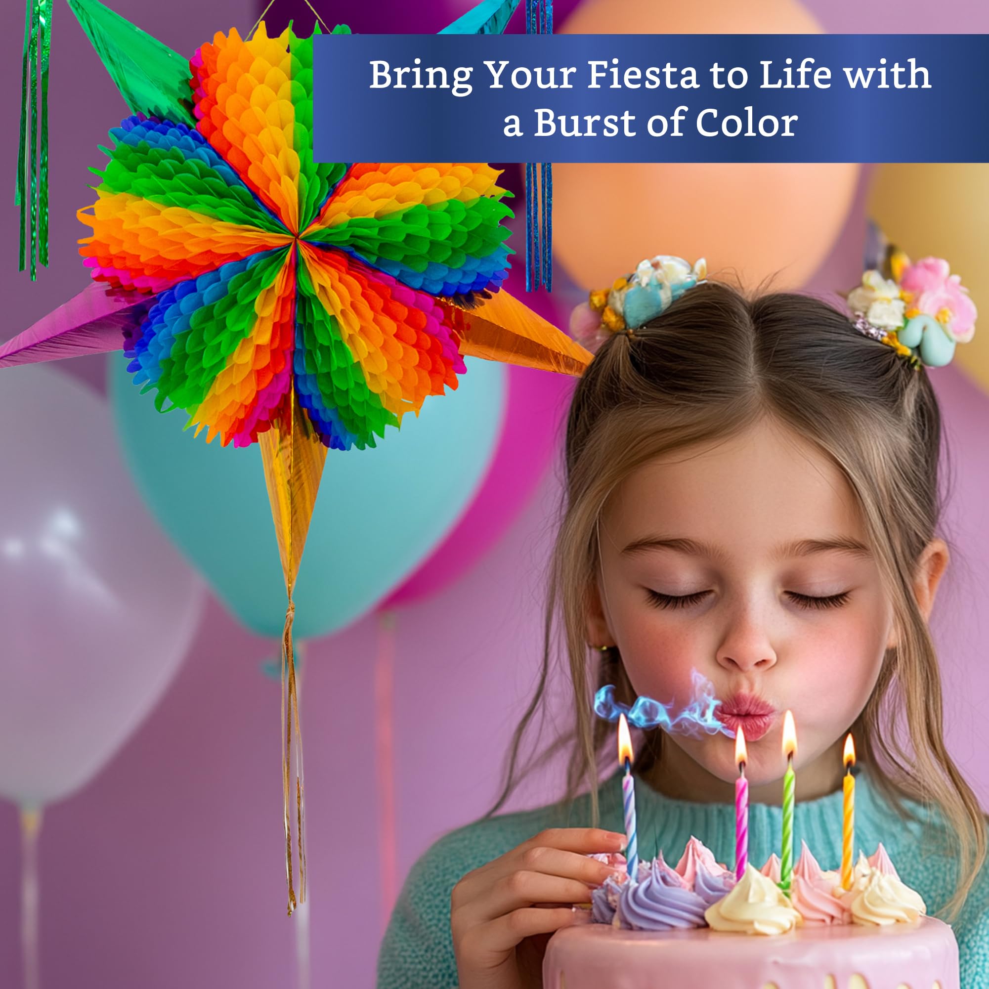 Fiesta Wraps Mexican Piñata Rainbow (Medium 26 in) – Authentic Handmade Foldable Pinata for Parties