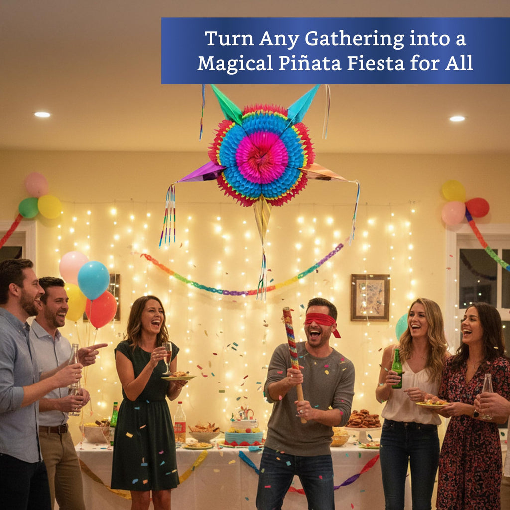 Fiesta Wraps Mexican Pinata Star (Medium 26in) – Authentic Handmade Foldable Pinata for Birthday Parties