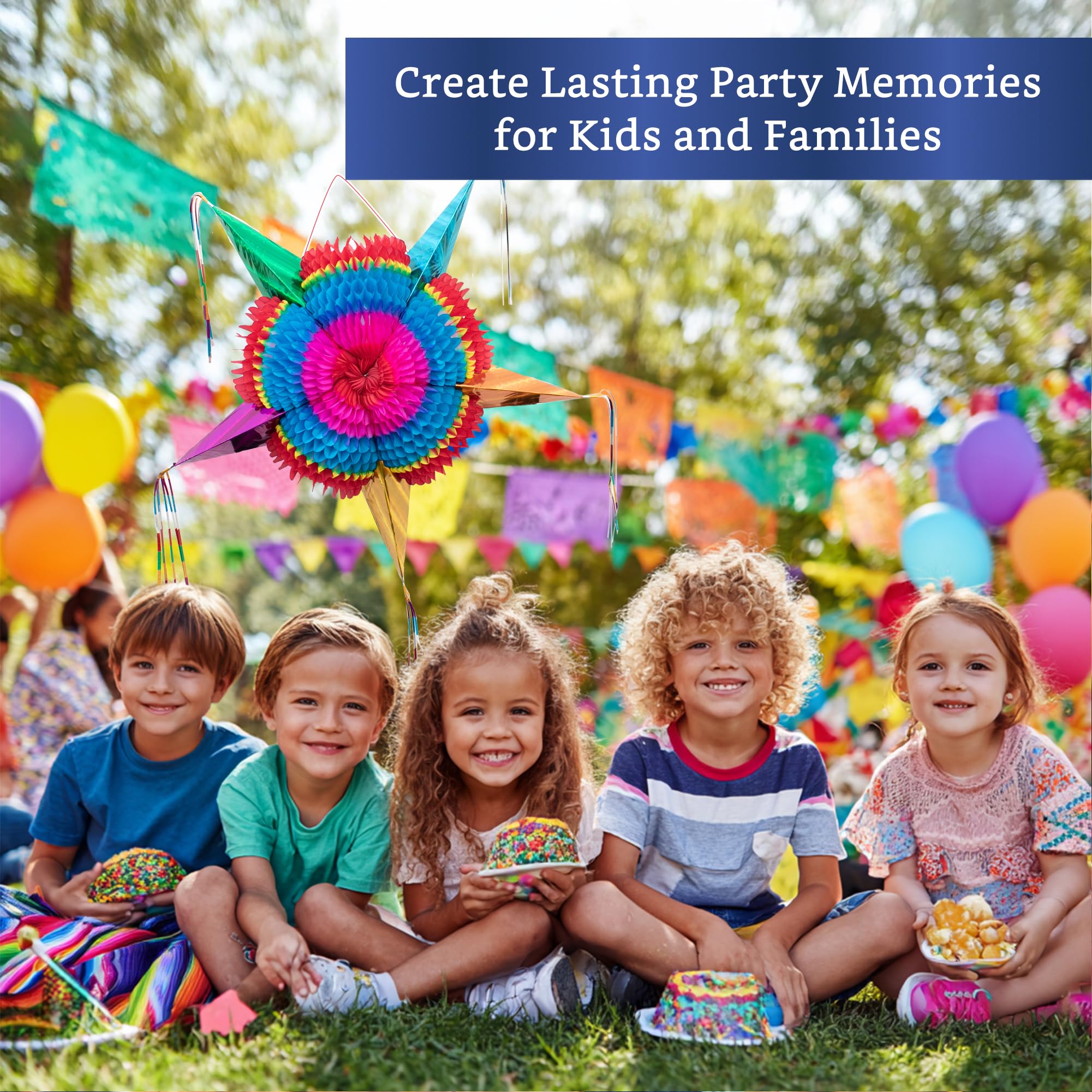 Fiesta Wraps Mexican Pinata Star (Medium 26in) – Authentic Handmade Foldable Pinata for Birthday Parties
