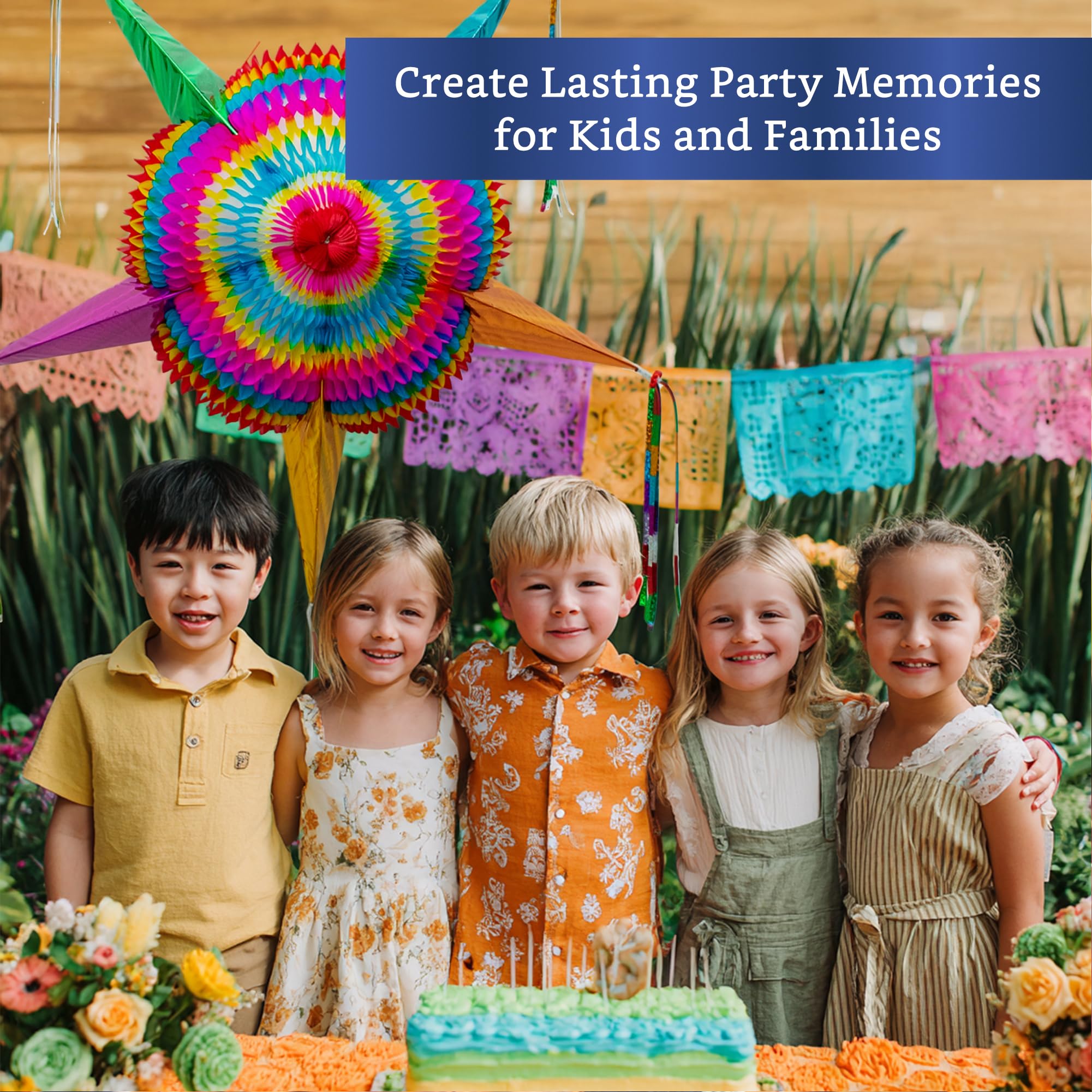 Fiesta Wraps Mexican Piñata – 32-Inch Large Foldable Star Pinata for Birthdays