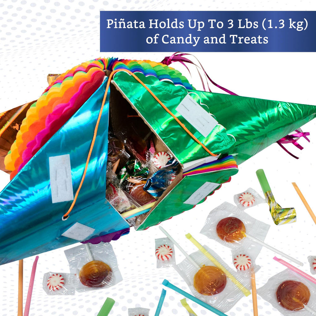 Fiesta Wraps Mexican Piñata Rainbow (Medium 26 in) – Authentic Handmade Foldable Pinata for Parties