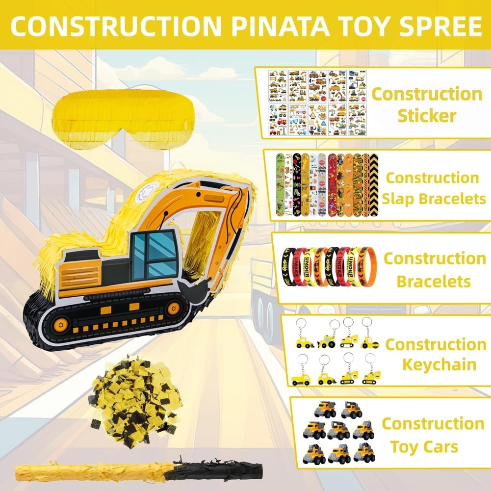 FIGEPO Construction Dump Truck Pinata for Boys – Vehicle-Themed Birthday Party