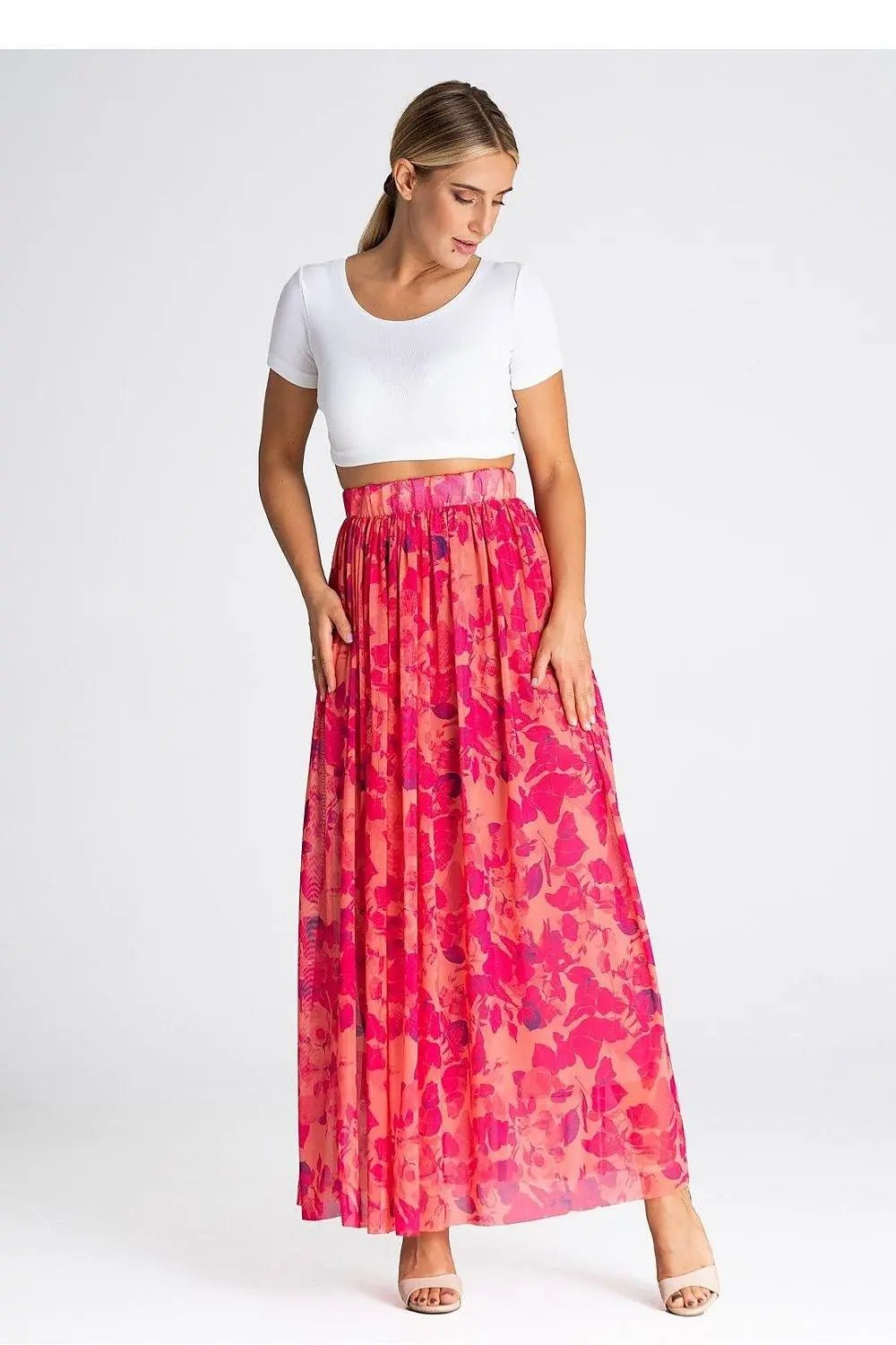 Figl elegant long mesh skirt