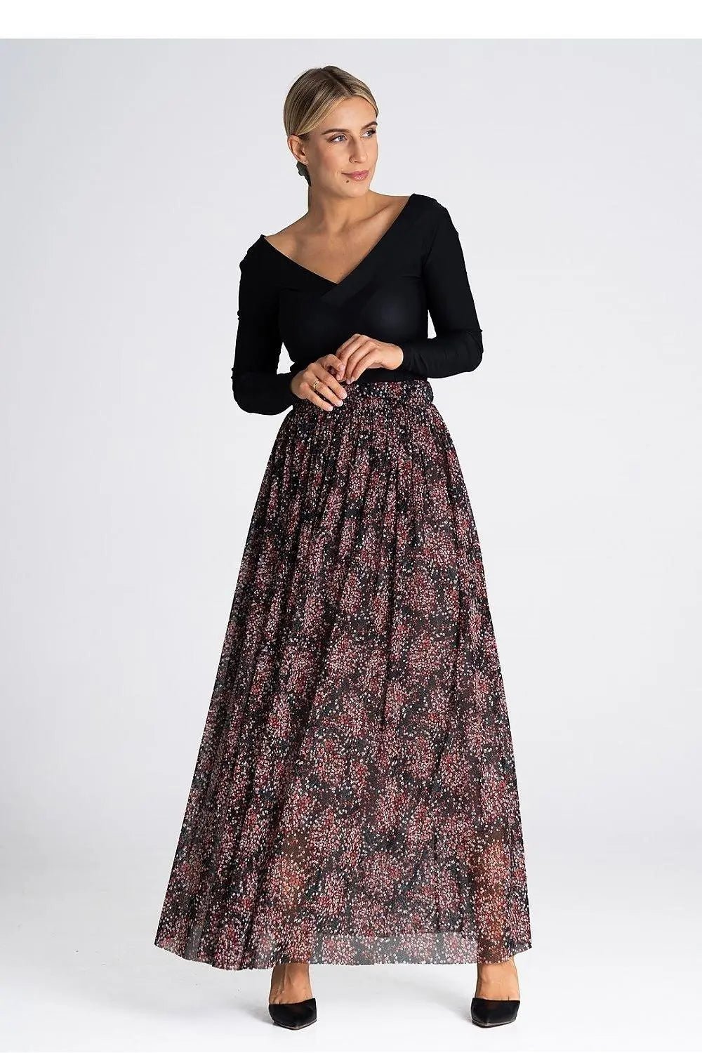 Figl elegant long mesh skirt