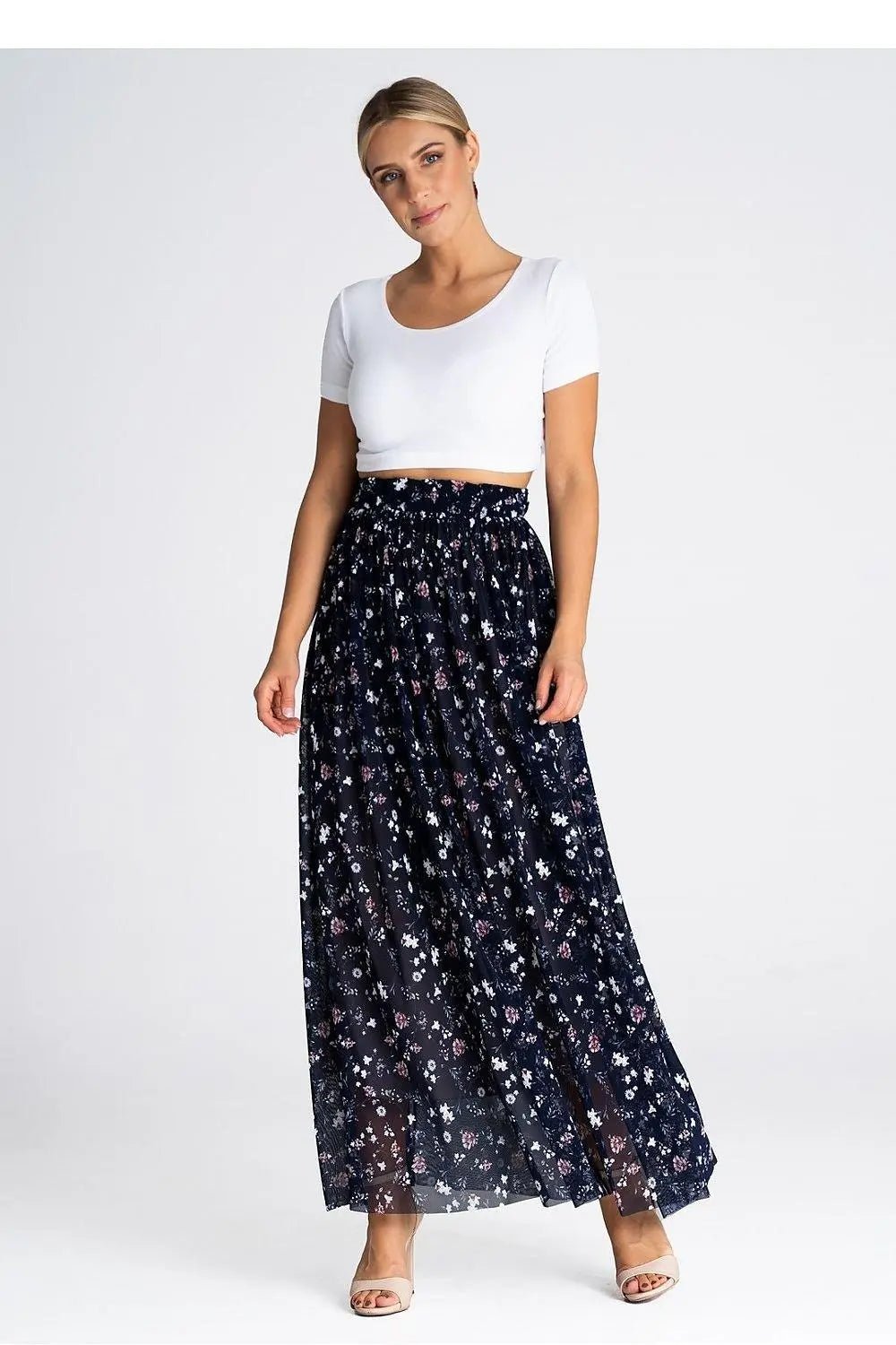 Figl elegant long mesh skirt