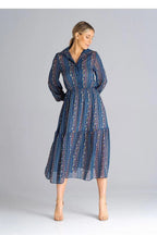 Figl midi length, flared, lined dress