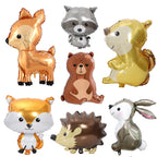 Finypa 7PCS Forest Animal Balloons – Jumbo Woodland Party Decor (Fox, Hedgehog, Squirrel, Bear, Deer, Raccoon, Rabbit)