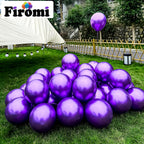 Firomi Metallic Purple Balloons (12in) – 100 Pack Chrome Latex with 3 Ribbons