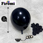 Firomi Black Balloons 12in – 100-pack Thick Latex with 3 Ribbons for Party Decor