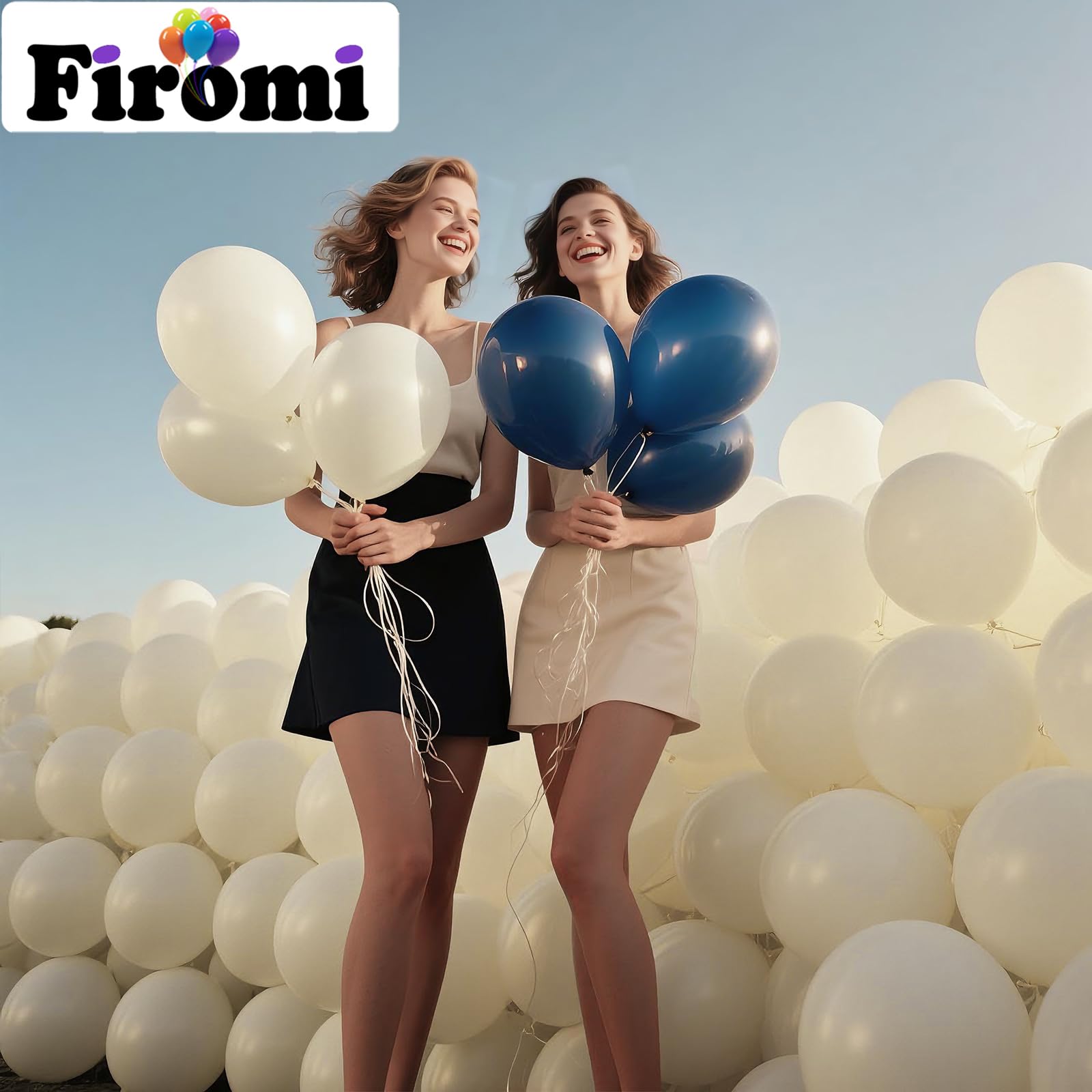 Firomi Beige Balloons 12in – 100 Pack Thickened Latex (3 Ribbons)