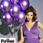 Firomi Metallic Purple Balloons (12in) – 100 Pack Chrome Latex with 3 Ribbons